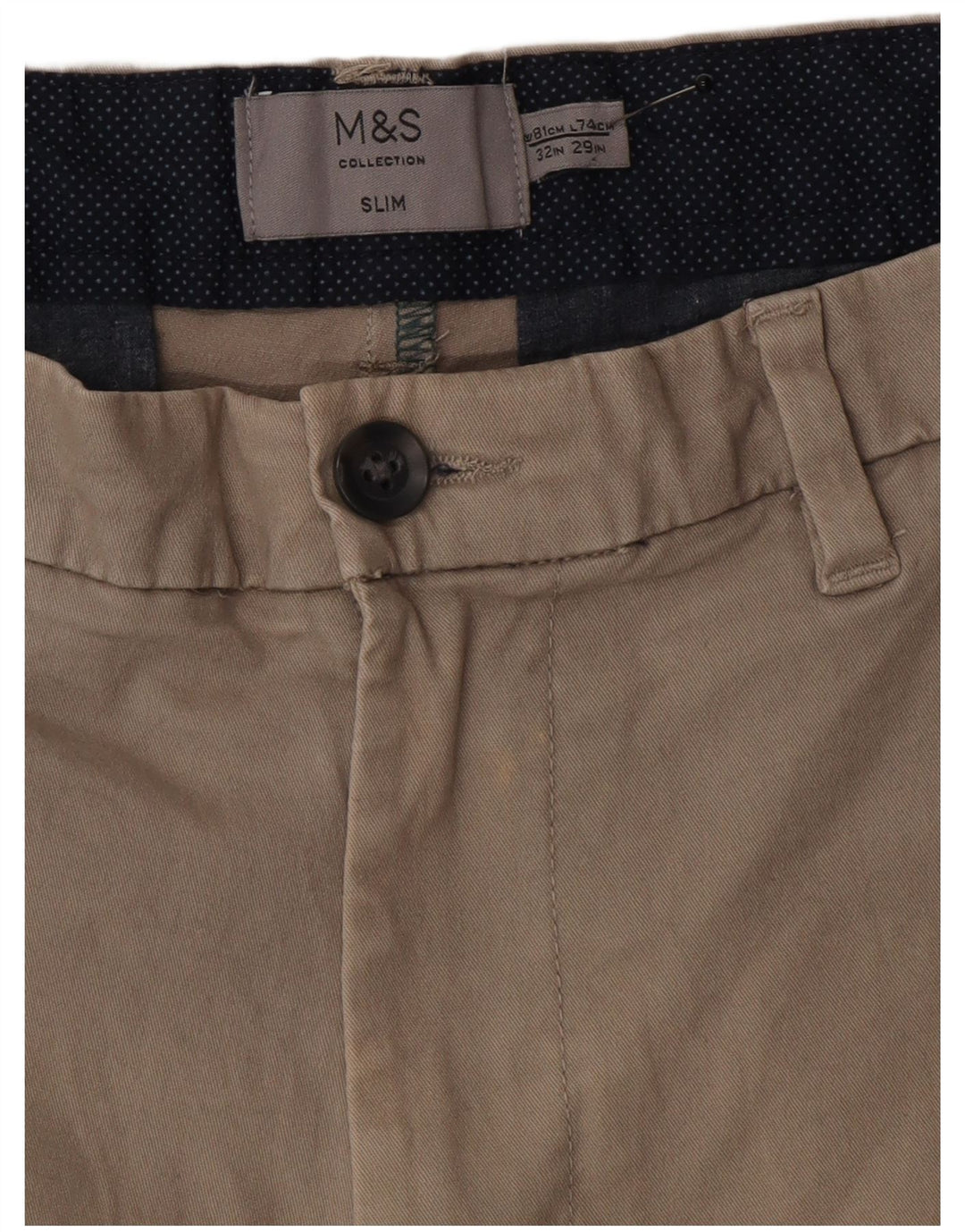 Marks & Spencer Slim Chino-Hose für Herren, W32, L29, graue Baumwolle