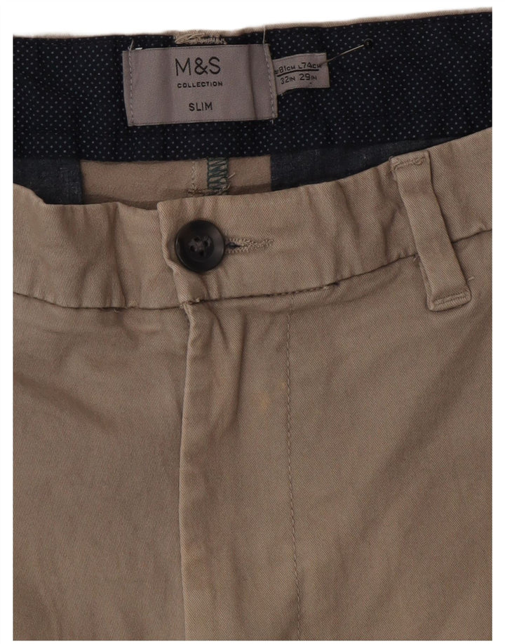 Marks & Spencer Slim Chino-Hose für Herren, W32, L29, graue Baumwolle