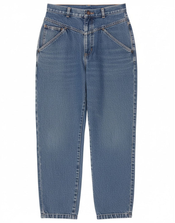 Benetton Damen High Waist Tapered Jeans IT 42 Medium W24 L26 Blaue Baumwolle