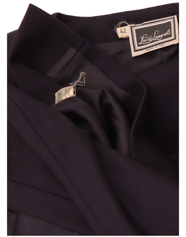 Luisa Spagnoli Damen 3-Knopf-Blazerjacke IT 42 Mittelmarineblaue Wolle