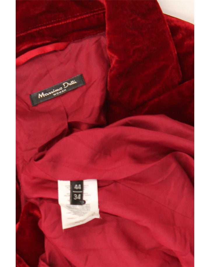 Massimo Dutti Damen-Blazer aus Samt mit 1 Knopf, EU 44, XL, rote Viskose