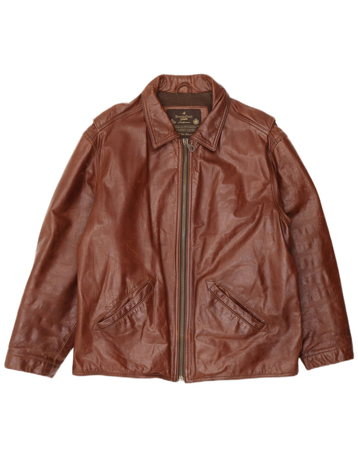Brooksfield Herren-Lederjacke IT 50, großes braunes Leder