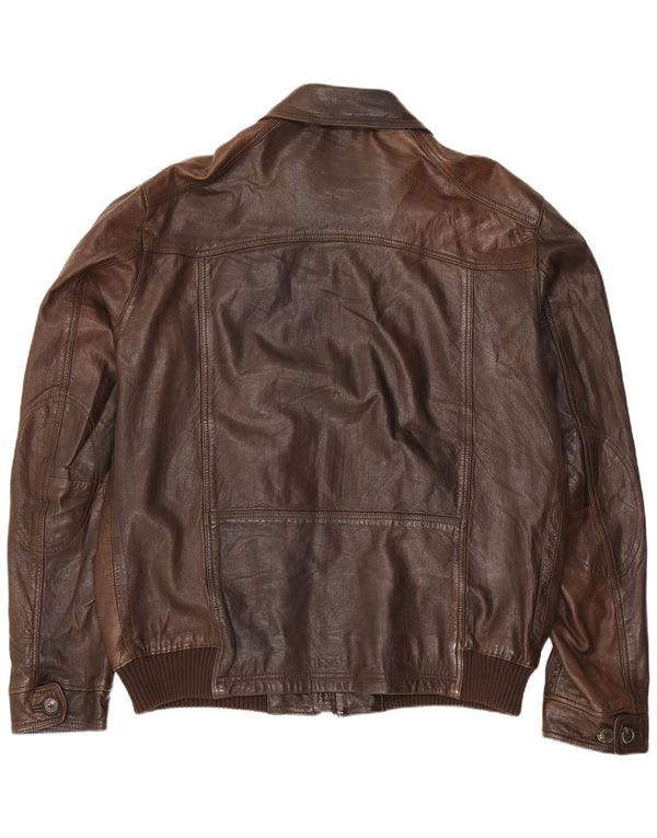 Massimo Dutti Herren Leder-Utility-Jacke UK 44 2XL Braun