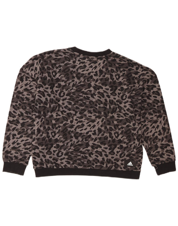 Adidas Damen Grafik-Sweatshirt-Pullover UK 16/18 Großer grauer Tierdruck