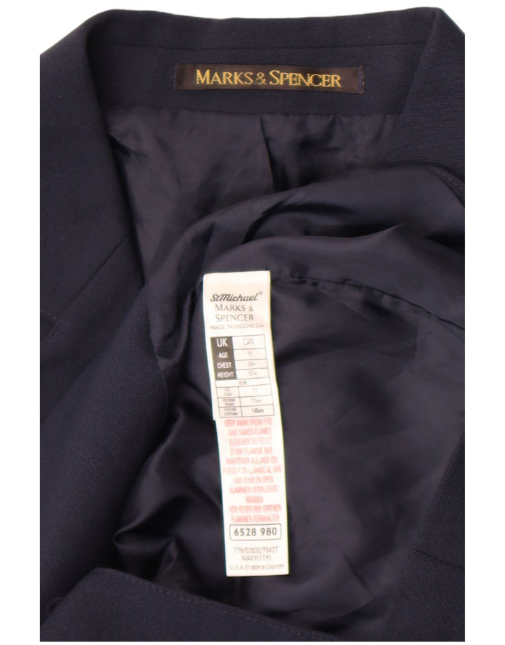 Marks & Spencer Jungen-Blazer mit 2 Knöpfen, 10–11 Jahre, marineblaues Polyester