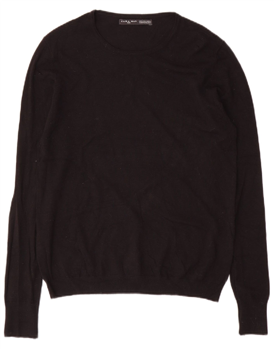 Zara Herren-Pullover mit Rundhalsausschnitt, Größe L, Schwarz