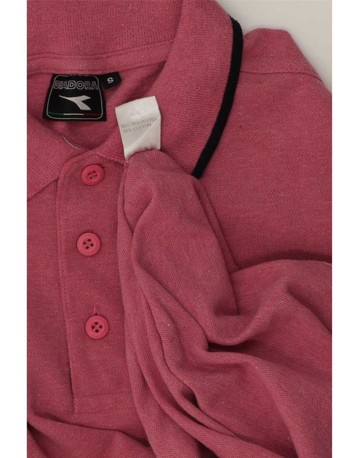 Diadora Herren-Poloshirt, klein, rosa gestreift, Polyester