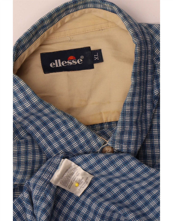Ellesse Herren-Kurzarmhemd XL, blau kariert, Baumwolle