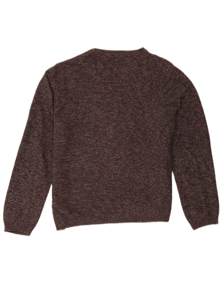Marks & Spencer Damen-Pullover mit Rundhalsausschnitt, groß, grau gesprenkelte Baumwolle