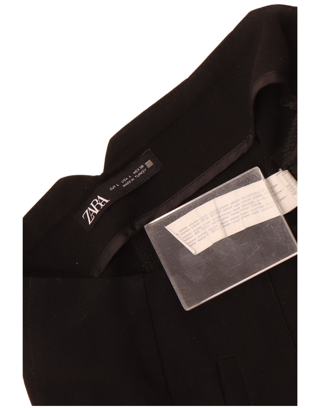 Zara Damen-Anzughose, schmal zulaufend, Größe L, W30, L27, Schwarz, Polyester