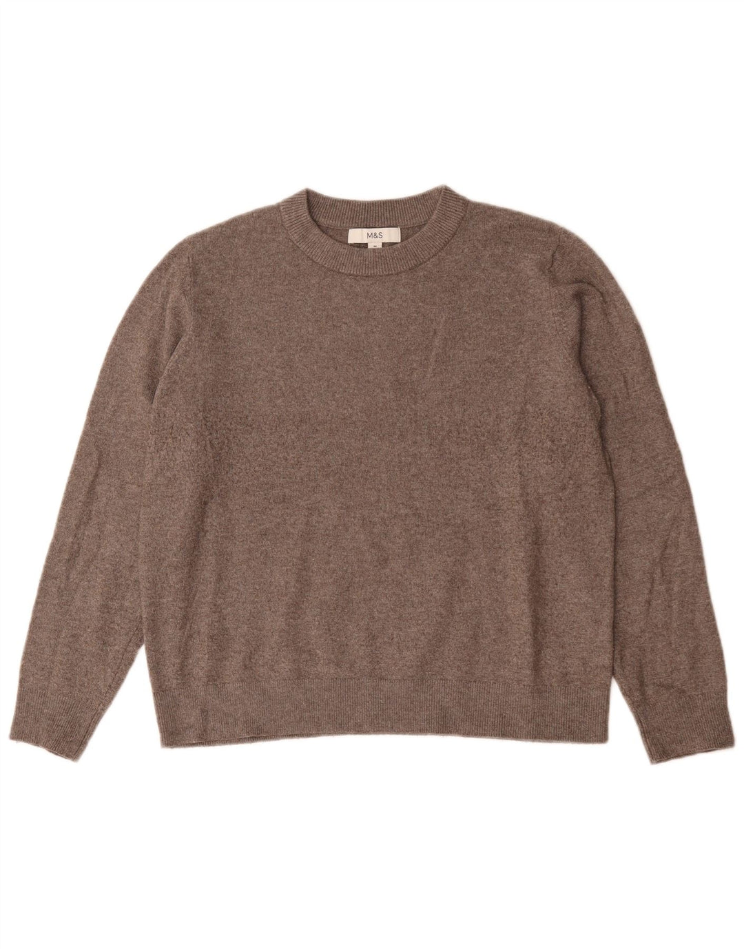 Marks & Spencer Damen-Pullover mit Rundhalsausschnitt, UK 14, Mittelgrau, Polyester