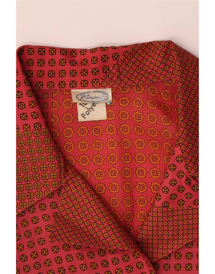 Vintage Damen Hemdbluse UK 16 Großes rotes geometrisches Polyester