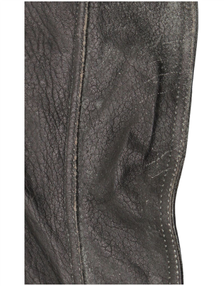 Clout Herren Leder Bikerjacke UK 42 XL Schwarzes Leder