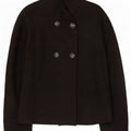 Benetton Damen Pea Coat IT 46 Große schwarze Wolle