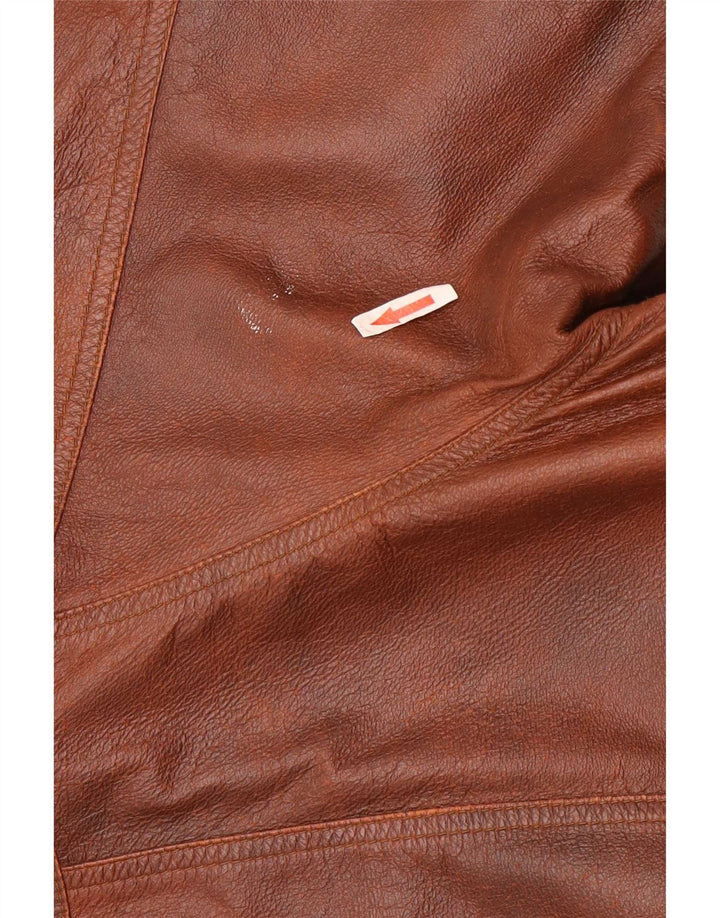 Mondial Herren-Lederjacke mit lockerer Passform, UK 38, Mittelbraun