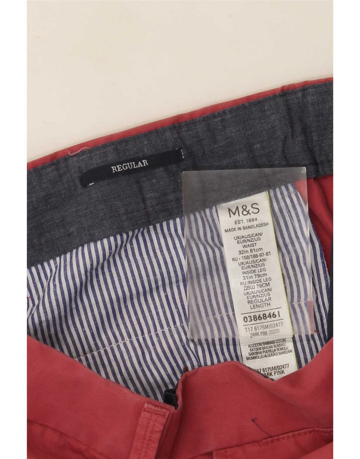Marks & Spencer Herren-Anzughose, gerade, normal, W32, L28, Rosa, Baumwolle