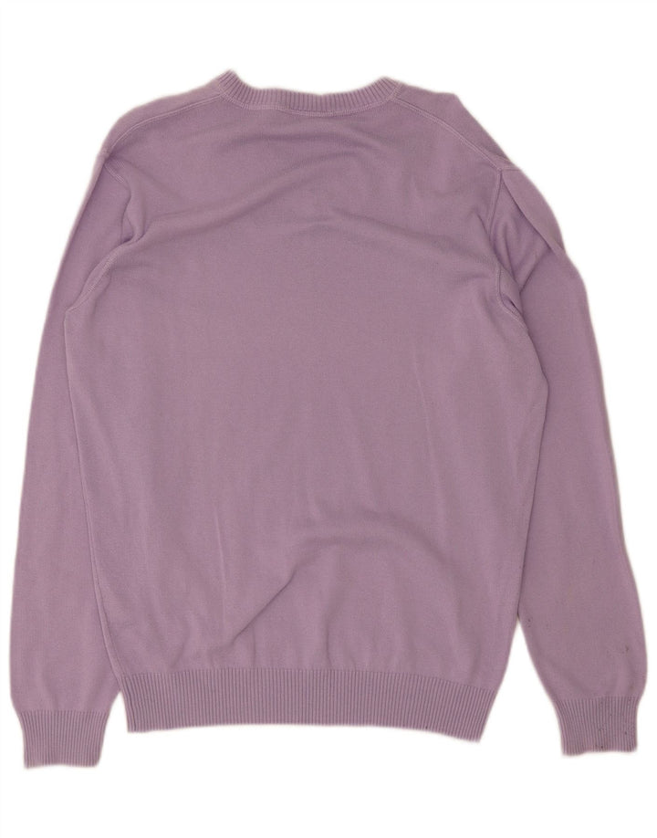 Lacoste Herren-Pullover mit V-Ausschnitt, Größe 5, groß, lila Baumwolle