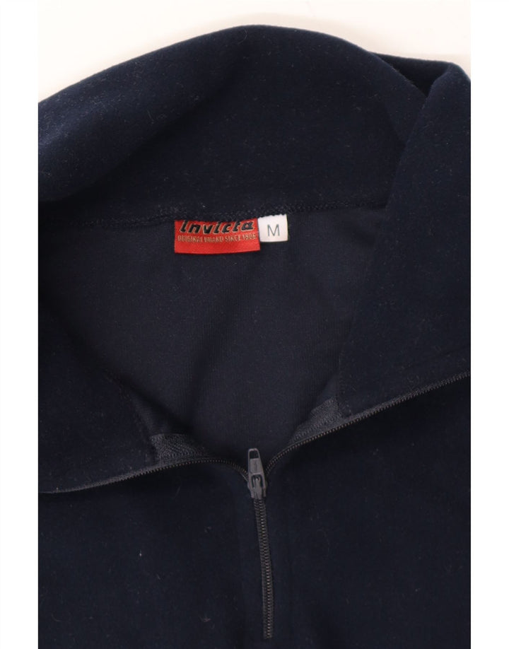INVICTA Womens Zip Neck Fleece Jumper UK 14 Medium Navy Blue Polyester Vintage Invicta and Second-Hand Invicta from Messina Hembry 