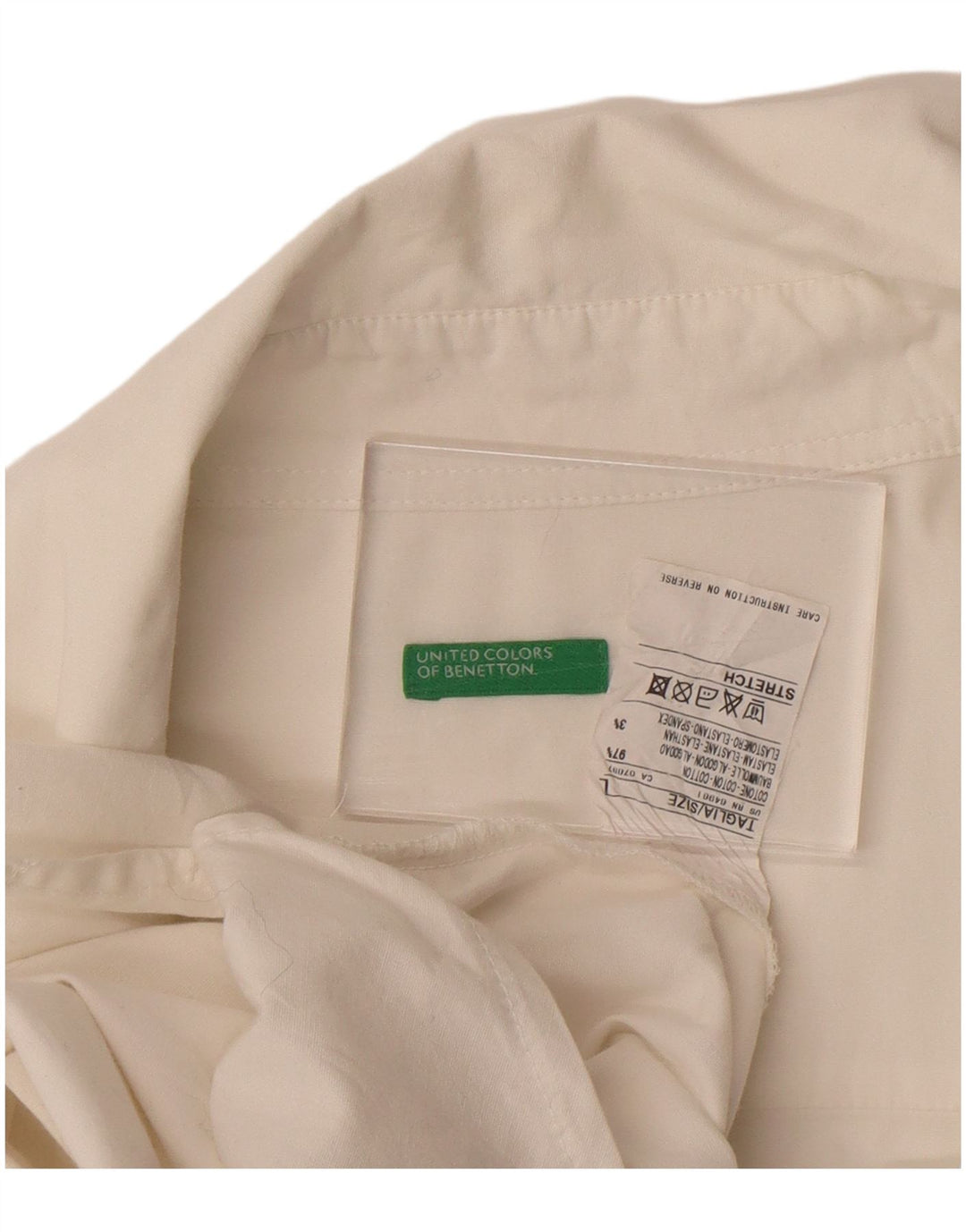 BENETTON Damen Pullover-Hemd UK 16 Large Weiße Baumwolle