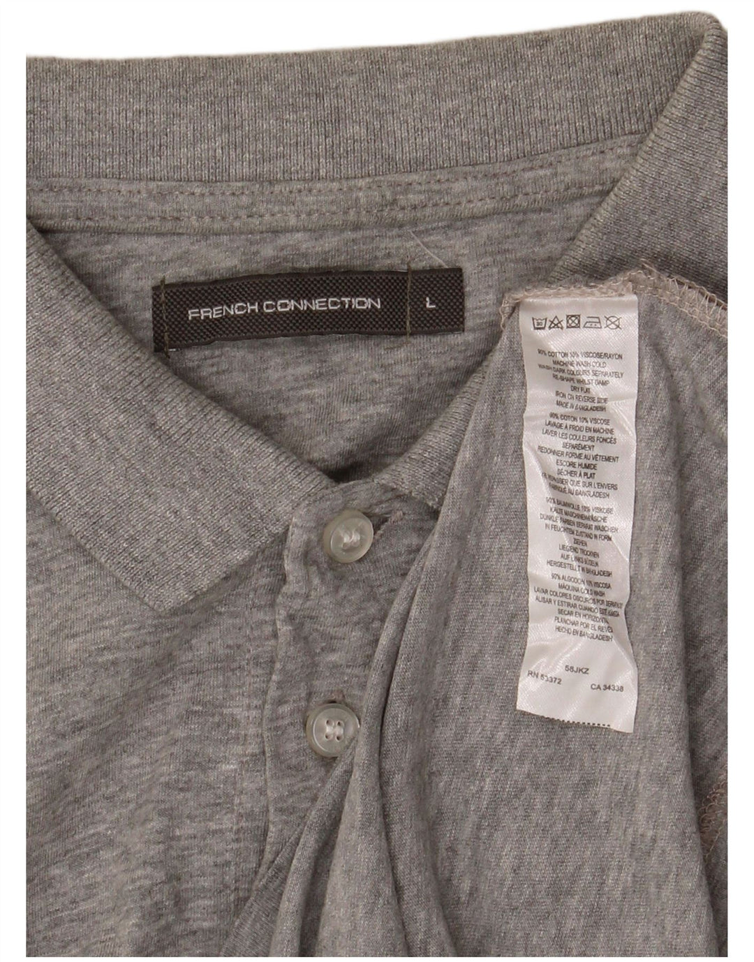 French Connection Herren-Poloshirt, große, grau gesprenkelte Baumwolle