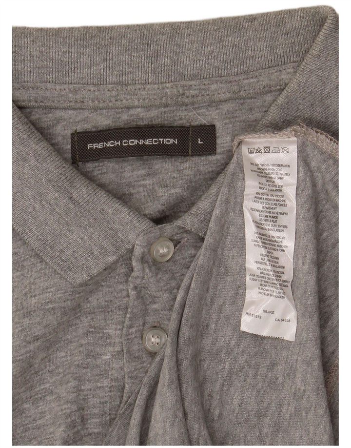 French Connection Herren-Poloshirt, große, grau gesprenkelte Baumwolle