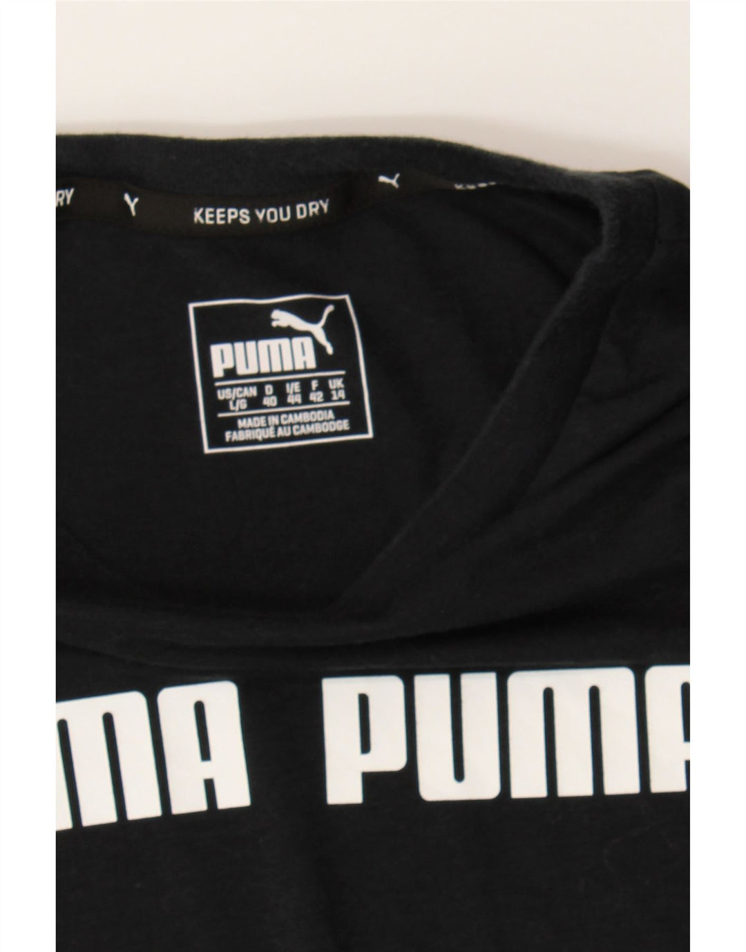 PUMA Womens Graphic T-Shirt Top UK 14 Large  Black Polyester Vintage Puma and Second-Hand Puma from Messina Hembry 