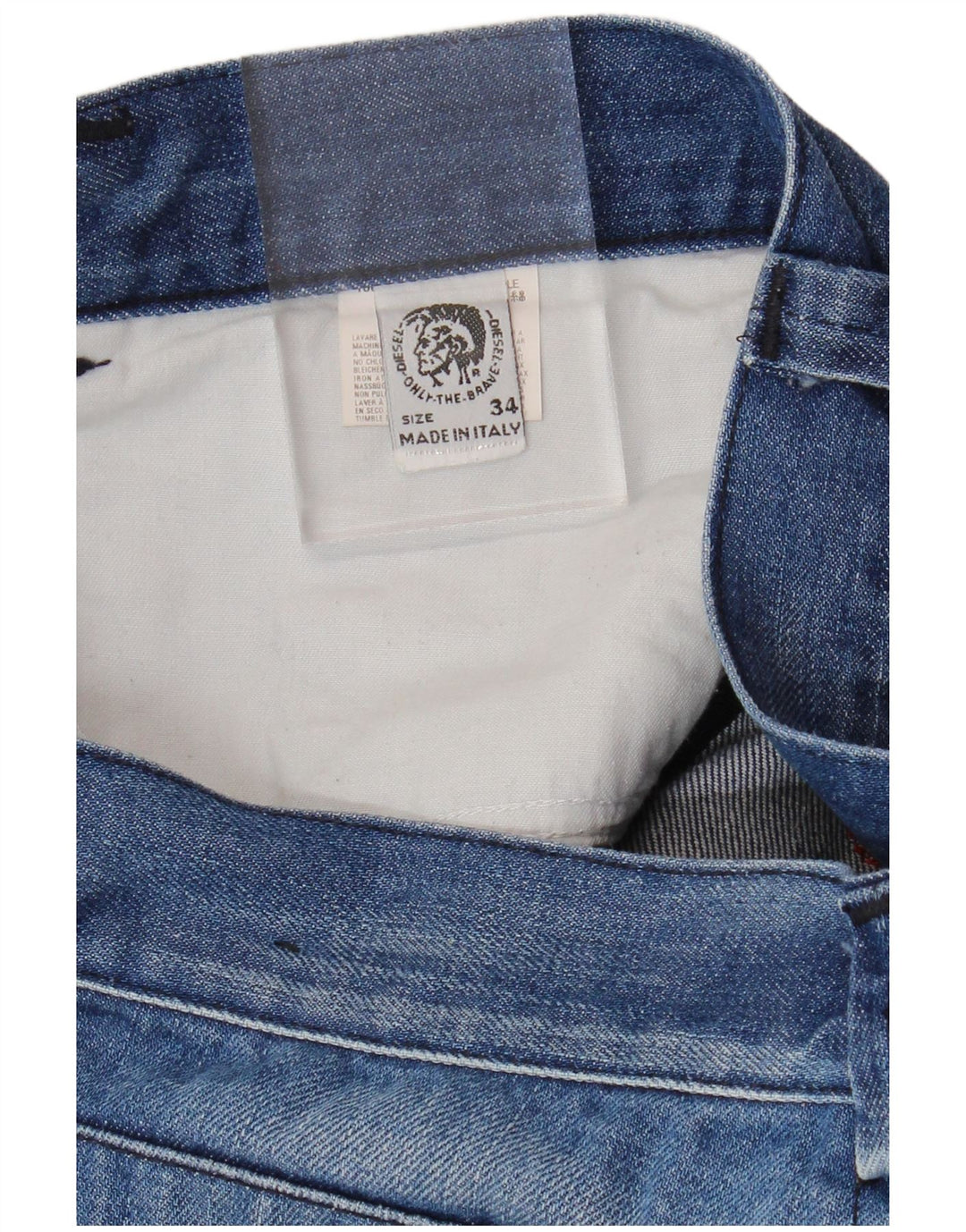 DIESEL Herren Acid Wash Straight Jeans W34 L29 Blaue Baumwolle