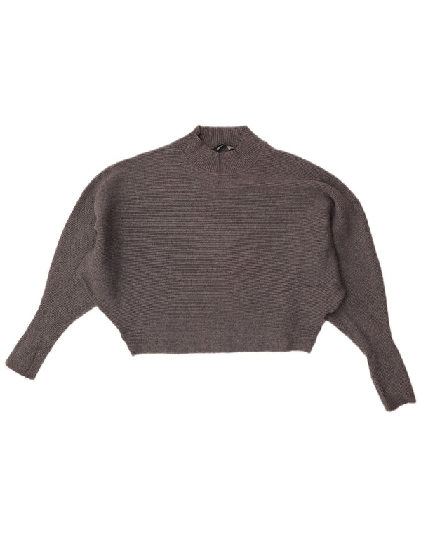 Zara Damen Batwing Crop Rollkragenpullover Pullover UK 14 Mittelgrau
