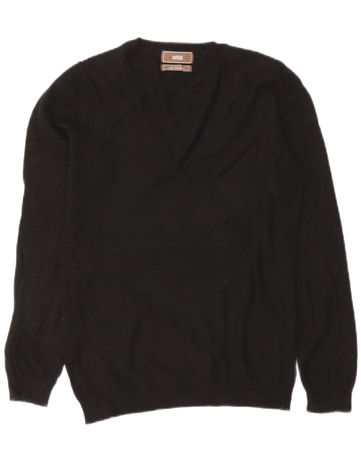 Marks & Spencer Damen-Pullover mit V-Ausschnitt, Gr. 12, mittlere schwarze Viskose