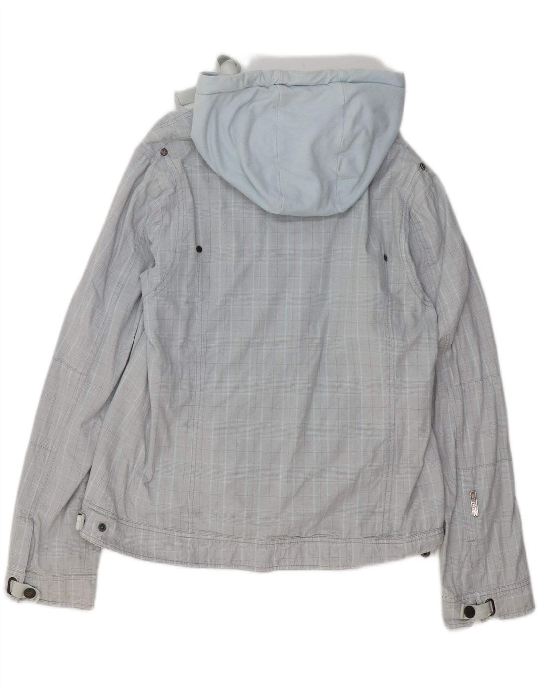 GIGA DX Damen-Bomberjacke mit Kapuze, US 14 XL, blau kariertes Polyester
