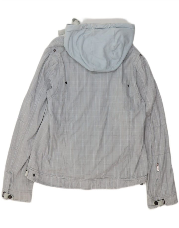 GIGA DX Damen-Bomberjacke mit Kapuze, US 14 XL, blau kariertes Polyester