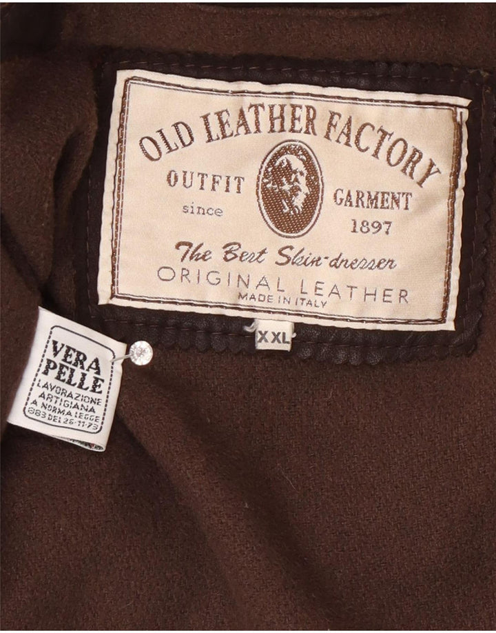 Vintage Herren Ledermantel UK 44 2XL Braun Klassisch