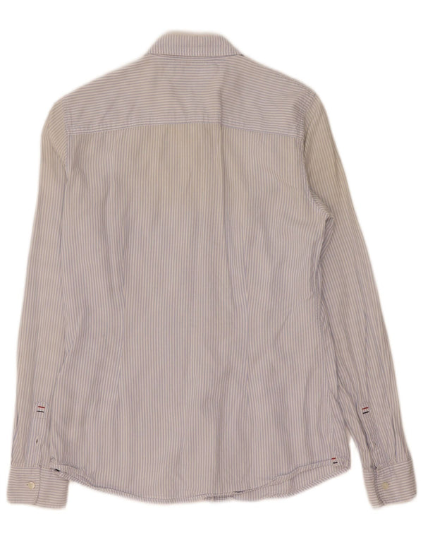 Tommy Hilfiger Damenhemd US 6 Mittelblaue Nadelstreifen-Baumwolle
