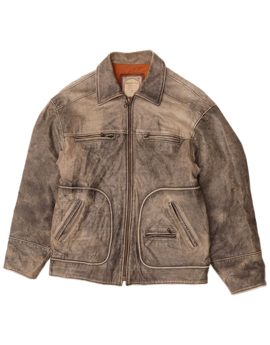 Vintage Herren Lederjacke UK 40 Großes graues Leder
