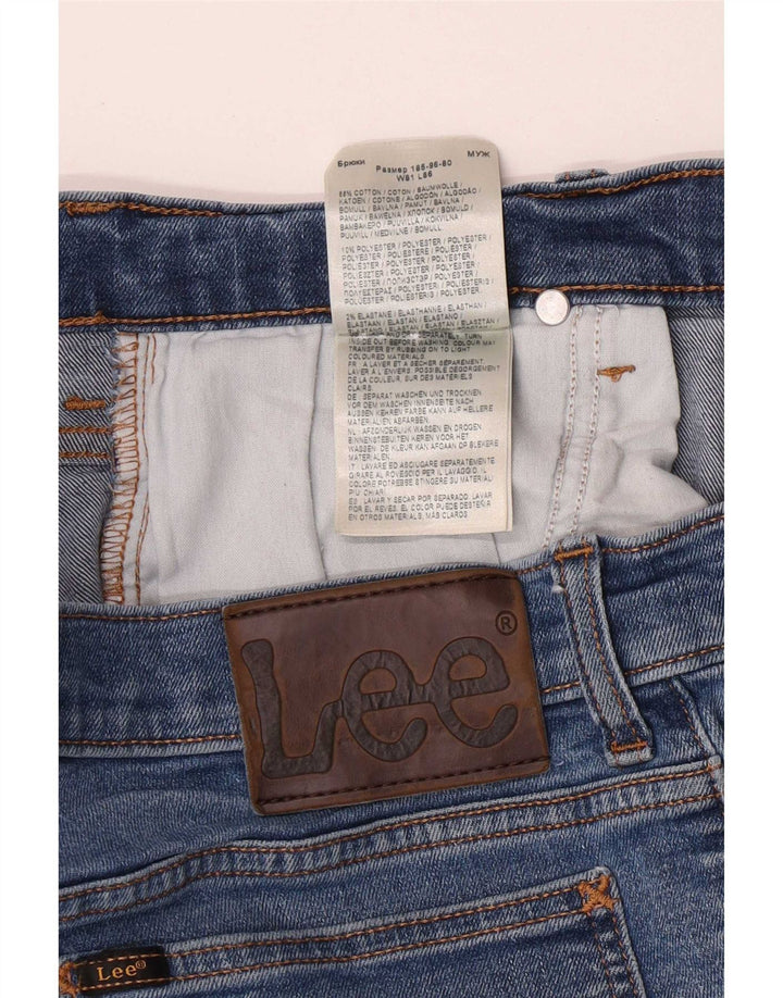 Lee Herren Rider Distressed Slim Jeans W32 L31 Blaue Baumwolle