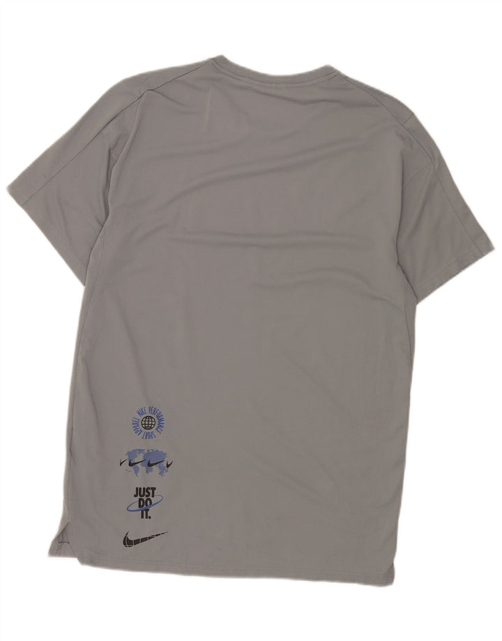 Nike Herren Dri Fit Graphic T-Shirt Top Small Grau Polyester
