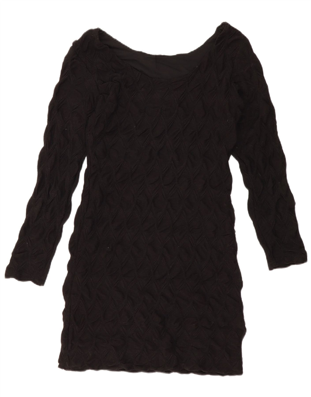 ZARA Damen Langarm-Etuikleid UK 14 Large Schwarz