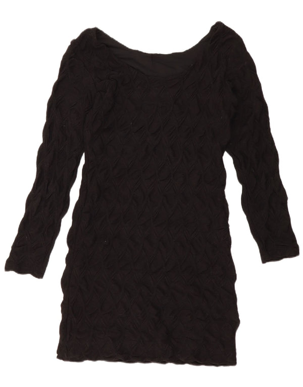 ZARA Womens Long Sleeve Sheath Dress UK 14 Large Black