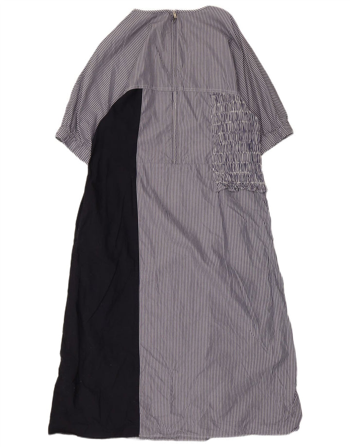 COS Damen Maxikleid EU 44 XL Marineblaue Nadelstreifen-Baumwolle