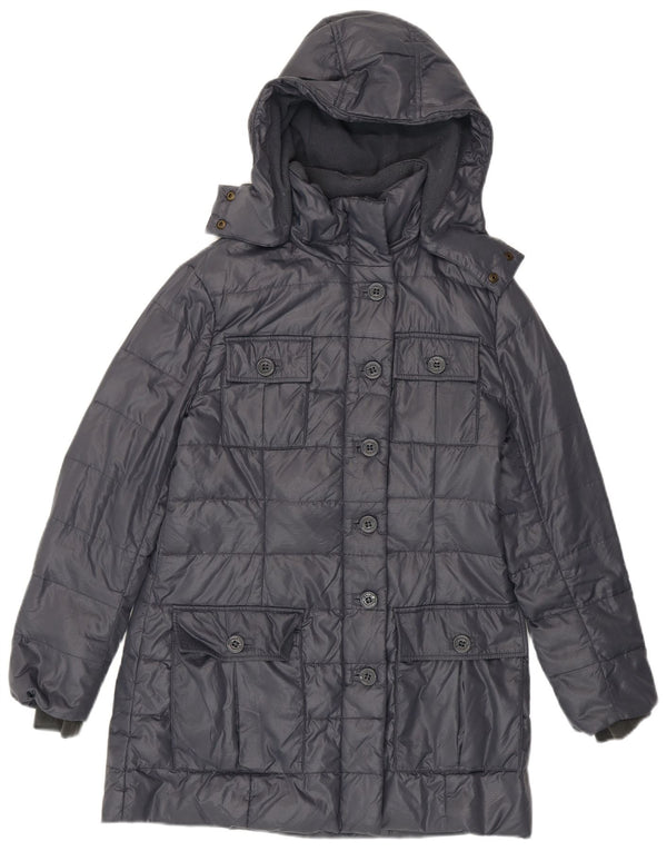 Armani Jeans Damen Kapuzenmantel, gepolstert, EU 38, Mittelgrau