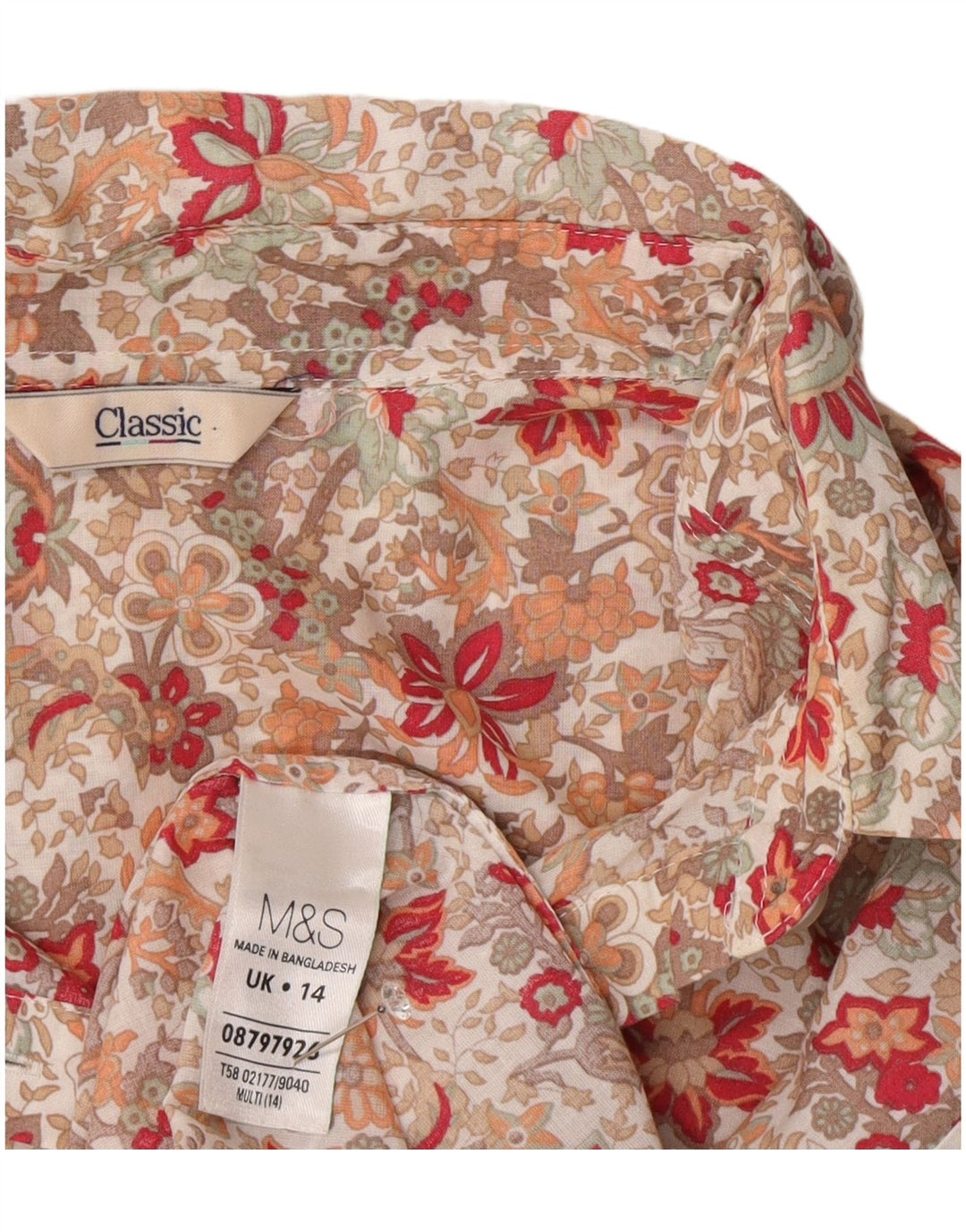 Marks & Spencer Damen-Hemd UK 14, groß, mehrfarbig, geblümt, Baumwolle
