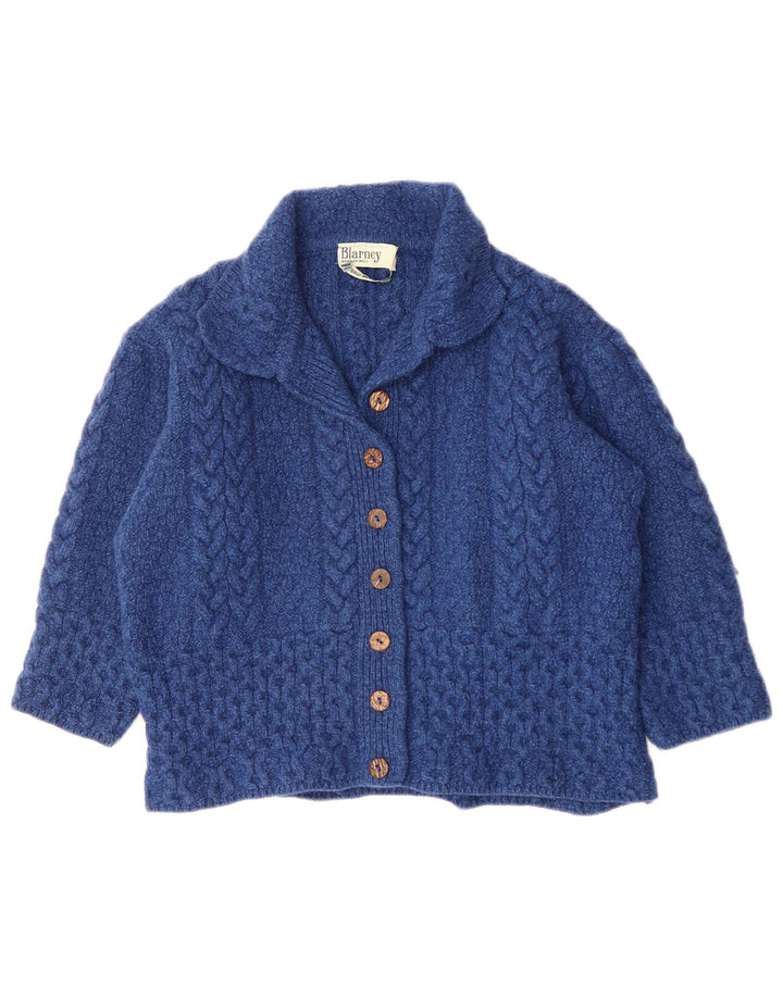 Blarney Damen Strickjacke Pullover UK 16 Große blaue Merinowolle