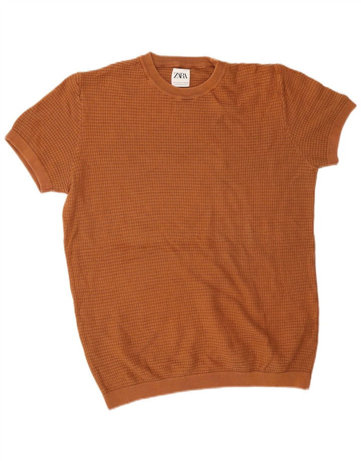 Kurzärmliger Pullover mit Rundhalsausschnitt von Zara für Herren in Mittelbraun