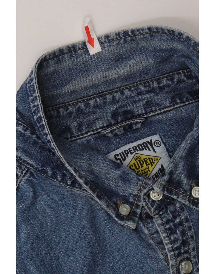 Superdry Herren-Jeanshemd XL aus blauer Baumwolle