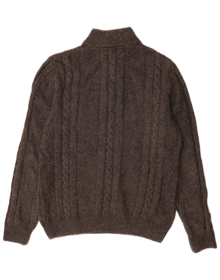 Crew Clothing Herren-Pullover mit Reißverschluss am Hals, große graue Wolle