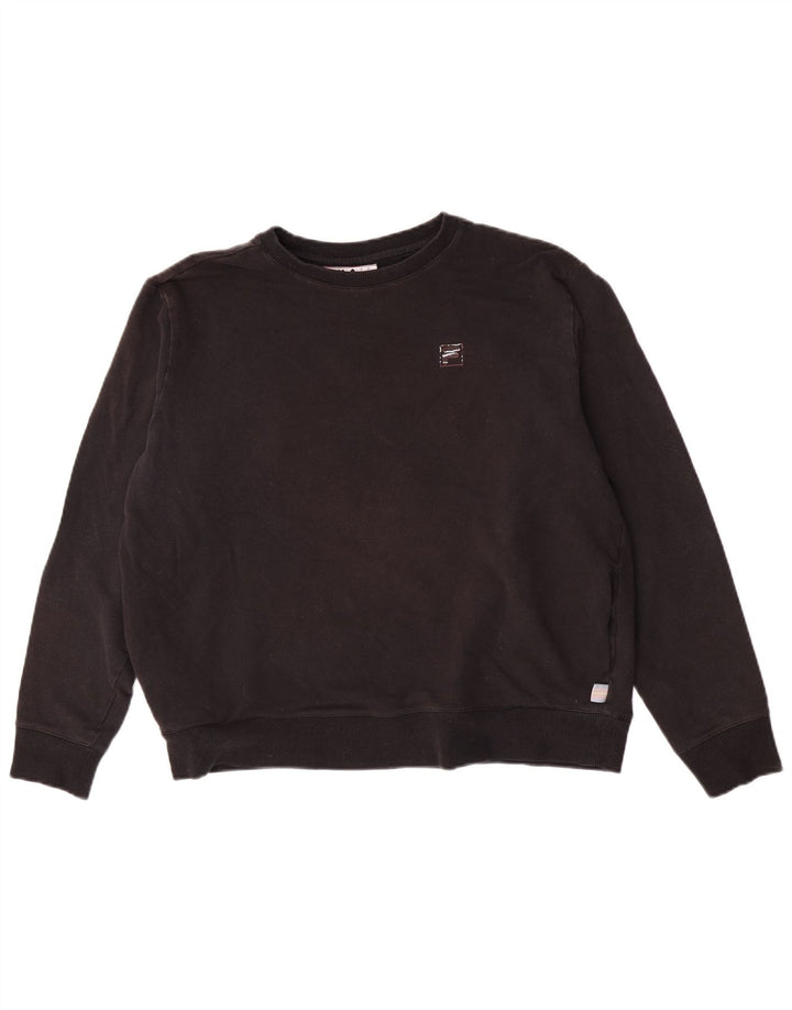 Fila Damen Übergroßer Sweatshirt-Pullover UK 16 Große schwarze Baumwolle