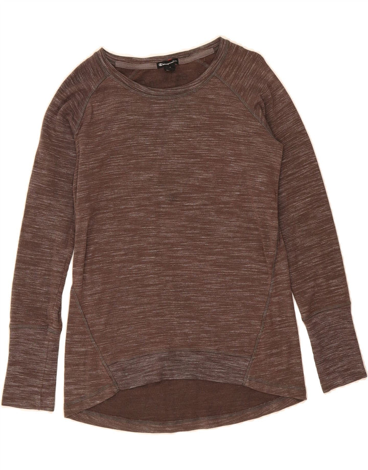 CHAMPION Womens Top Long Sleeve UK 10 Small Brown Flecked Viscose Vintage Champion and Second-Hand Champion from Messina Hembry 