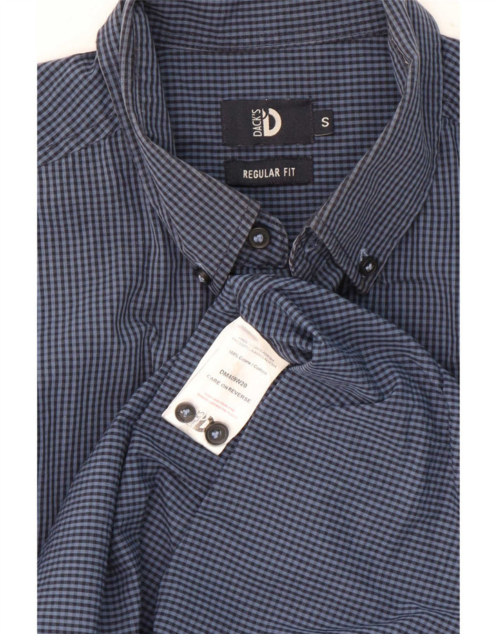 Dack's Herren-Hemd mit normaler Passform, Größe S, Marineblau, Gingham-Baumwolle