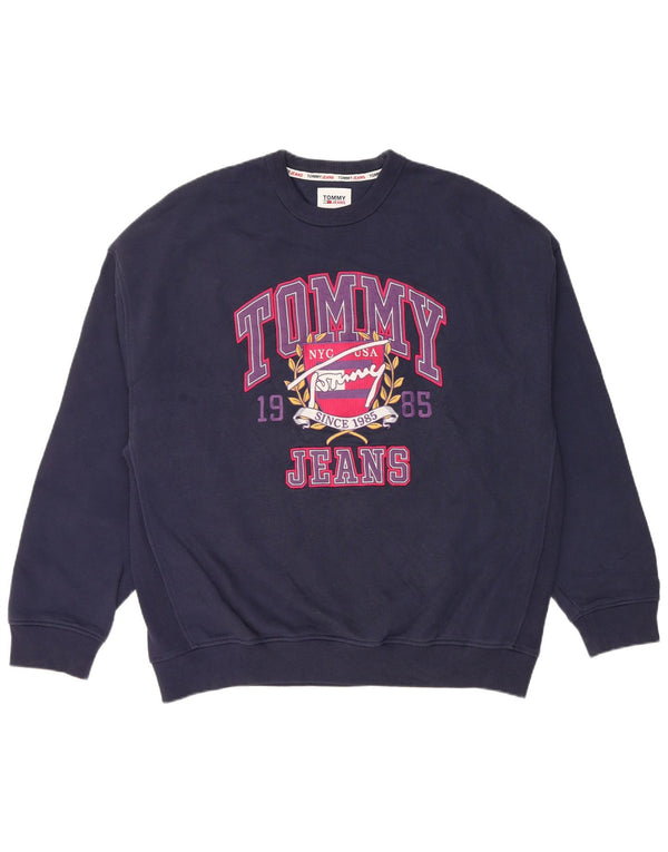 Tommy Hilfiger Herren-Sweatshirt mit grafischer, entspannter Passform, mittleres Marineblau