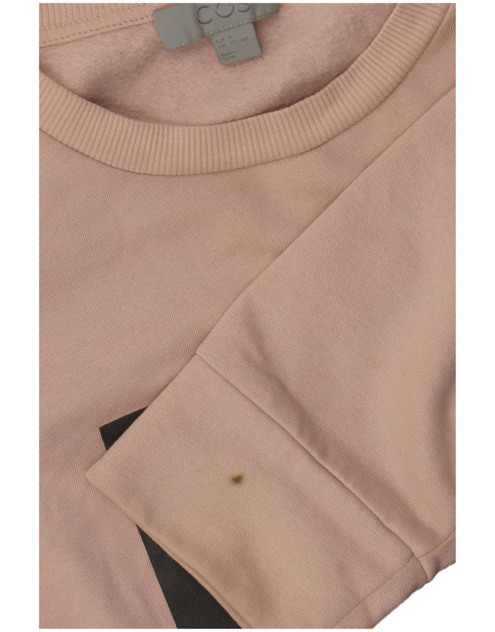 Cos Damen-Sweatshirt-Pullover UK 14 Mittelrosa Colourblock-Baumwolle